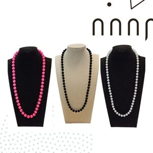 Pink, Black, and Blue Beaded Necklace Bundle